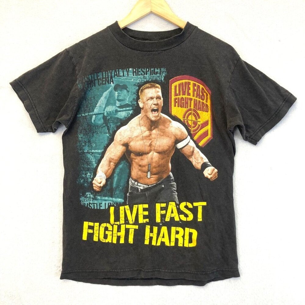 Vintage Y2K 2002 John Cena‎ T-Shirt Size Small Shirt Wrestling Fight Hard 54 WWE